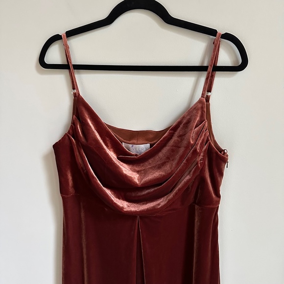 Revelry Skye Velvet Dress in Terracotta - Picture 3 of 6